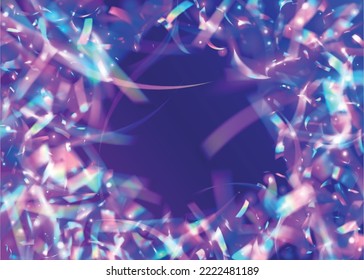 Holographic Glitter. Bright Foil. Blue Metal Sparkles. Cristal Tinsel. Carnival Glare. Shiny Prismatic Gradient. Fiesta Art. Blur Design. Pink Holographic Glitter