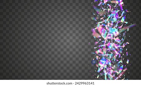 Holographic Glitter. Modern Poster. Unicorn Background. 3d Colourful Template. Disco Concept. Blue Glare Effect. Cristal Ribbon. Transparent Paper. Pink Holographic Glitter