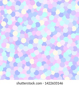 Holographic glitter texture, seamless pattern with confetti. Shimmer pastel background. Vector illustration for your design