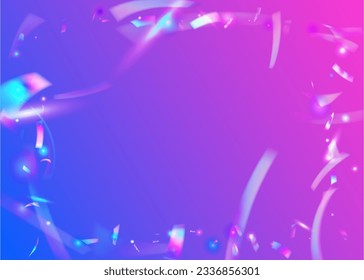 Holographic Glitter. Unicorn Foil. Digital Art. Blue Laser Effect. Neon Background. Falling Texture. Metal Element. Shiny Festival Template. Purple Holographic Glitter