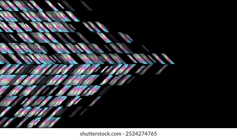 Holographic glossy arrows geometric abstract tech background. Vector art colorful design