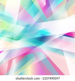 Holographic glossy colorful stripes geometric abstract tech background. Vector design