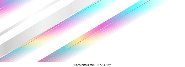 Holographic glossy stripes geometric abstract tech background. Vector art colorful design