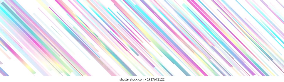 Holographic glossy stripes and lines geometric abstract tech banner. Vector art colorful background