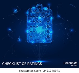 Holographic Grades Tracker: Elevate education visuals with this vector illustration a holographic grade checklist, symbolizing a modern approach to academic assessment.
