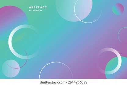 Holographic Gradient Abstract Background with Transparent Circles, Soft Pastel Design for Web, UI, and Digital Presentation. Illustration vector 10 eps.