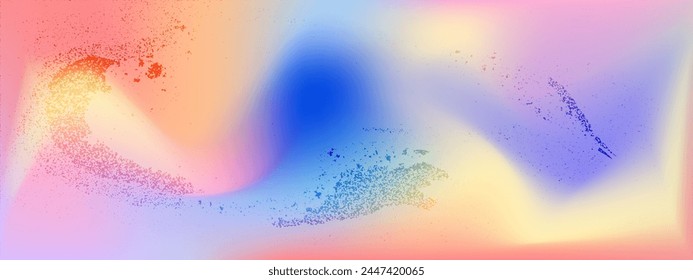 Holographic gradient background with noise. Abstract wave blur pastel color with grain. Holographic y2k light vector illustration