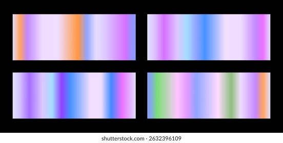Conjunto de fondos de gradiente holográfico, efecto de gradación, marco de patrón de gradiente metálico