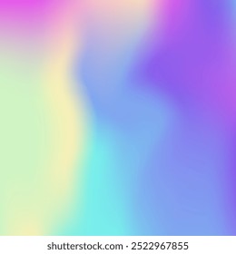 Holographic Gradient. Blue Retro Background. Hologram Texture. Blur Surface. Liquid Cover. Iridescent Texture. Hipster Light. Shiny Futuristic Brochure. Violet Holographic Gradient