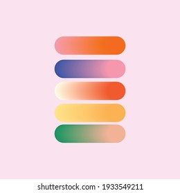 Holographic gradient button. Multicolor green purple yellow orange pink cyan fluid circle gradients, colorful soft round buttons or vivid color spheres circular vector set