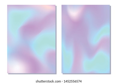 Holographic gradient cover set. Retro style poster. Abstract graphic template for flyer, cards, banner, invitation. Neon minimalist vector banner.