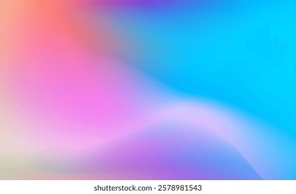 Holographic Gradient with Fluid Pearlescent Texture. Rainbow Iridescent Retro Shiny Background Design.