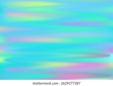 Holographic gradient foil background vector design. Radiant nacre hologram cosmic cover. Party banner smooth backdrop. Light brilliance abstract pattern. Colorful holography wallpaper.