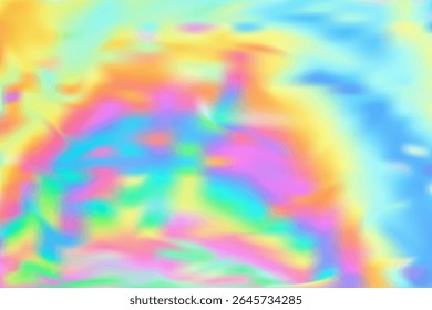 Diseño de Vector de fondo de lámina de gradiente holográfico. Cubierta vibrante del holograma iridiscente. Fondo de hada de Anuncio de fiesta. Difuminar el patrón abstracto de la luminosidad. Superficie holográfica moderna.
