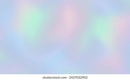 Fondo de puntos de semitono de degradado holográfico. Ilustración vectorial. Puntos abstractos del estilo del arte pop en el fondo borroso abstracto