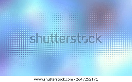Holographic gradient halftone dots background. Vector illustration. Abstract pop art style dots on abstract blur background