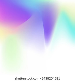Holografischer Farbverlauf. Irisierender Hintergrund. In: Chrome Flyer. Perlglanztextur. Violetter Pop-Hintergrund. In: Blur Benzine Broschüre. Trendy Card. Weiche Oberfläche. Rosa holografischer Verlauf