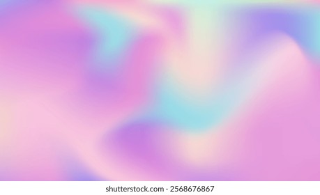 Holographic Gradient. Liquid Card. Purple Blur Background. Abstract Texture. Hologram Texture. Chrome Fluid. Metal Vector. Neon Geometry Backdrop. Blue Holographic Gradient