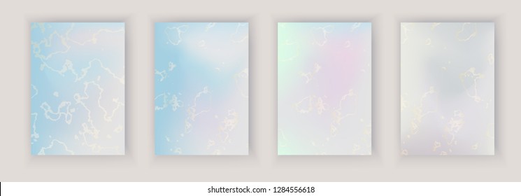 Holographic gradient mesh background with marble stains. Template for banner, mobile screen, brochure, poster