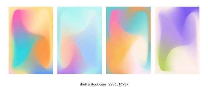 Holographic gradient mesh set. Iridescent aura soft wavy background for design concepts, web, smartphone screen, presentations, banners, posters and prints