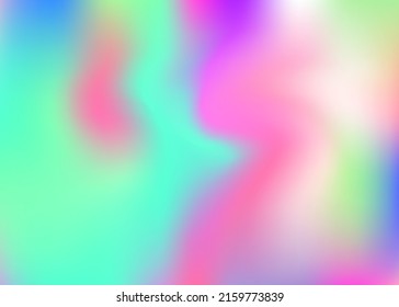 Holographic Gradient. Modern Flyer. Abstract Texture. Blur Futuristic Illustration. Neon Poster. Pink Shiny Background. Trendy Cover. Pearlescent Texture. Purple Holographic Gradient