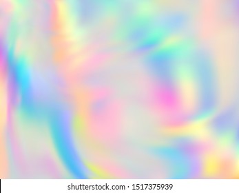 Holographic gradient neon vector illustration. Hipster pastel rainbow unicorn background. Liquid colors neon background. Magic gradient neon holographic backdrop shimmer print.