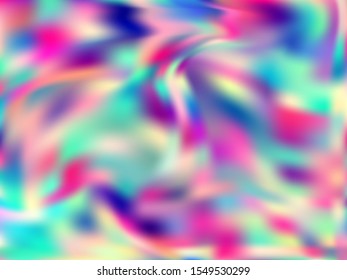 Holographic gradient neon vector illustration. Creative pink turquoise purple background. Polar lights liquid colors background. Simple gradient neon holographic backdrop shimmer print.