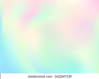 Holographic gradient neon vector illustration. Blurry pastel rainbow unicorn background. Liquid colors neon background. Mesmerizing gradient neon holographic backdrop shimmer print.