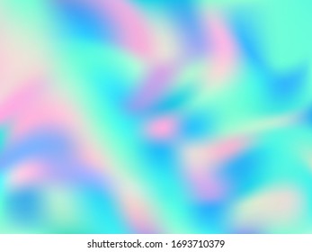 Holographic gradient neon vector illustration. Creative iridescent mermaid background. Hologram colors liquid background. Fluorescent gradient neon holographic backdrop shimmer print.