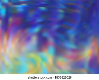 Holographic gradient neon vector illustration. Psychedelic neon party graphics background. Liquid colors explosion background. Magic gradient neon holographic backdrop shimmer print.
