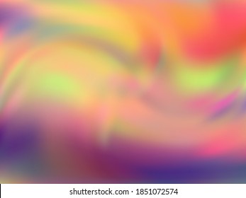 Holographic gradient neon vector illustration. glowing neon party graphics background. Liquid colors splash background. Ombre gradient neon holographic backdrop shimmer print.
