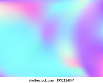 Holographic gradient neon vector illustration. Hipster iridescent mermaid background. Polar lights liquid colors background. Lucid gradient neon holographic backdrop shimmer print.