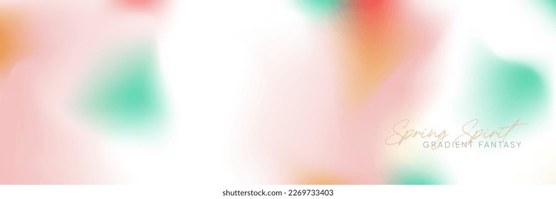 Holographic gradient pattern in blurry romantic style. Gradient background with mesh and vibrant clouds decorative design. Vector abstract concept.