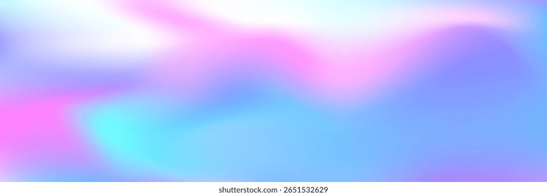 Gradiente holográfico. Textura perlescente. Fondo suave azul. Cubierta de unicornio. Difuminar el folleto del Espectro. Lámina de moda. Textura irisada. Pop Anuncio. Gradiente holográfico púrpura
