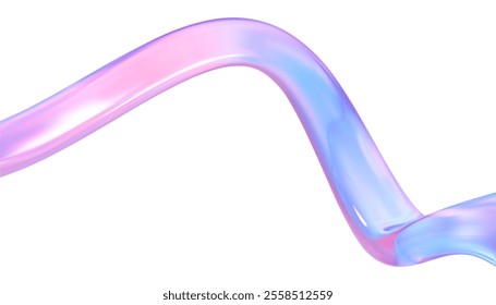 Holographic gradient ribbon in pastel pink and blue colors. Vector illustration