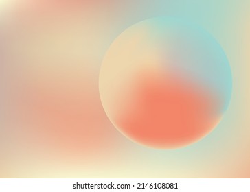 Holographic gradient sphere in pastel colors. Vibrant gradient bright glowing round on blue background. Vector Illustration