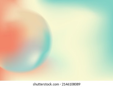 Holographic gradient sphere in pastel colors. Vibrant gradient bright glowing round on blue background. Vector Illustration