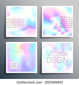 Holographic gradient square design for brochure, flyer cover, business card, abstract background, poster, or other printing products. Vector illustration.
