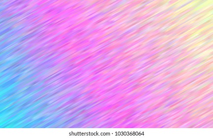 Holographic Gradient Stripes Vector Background. Pastel Rainbow Shiny Lines Texture. Psychedelic Color Neon Hatching Strokes Surface in Cyan Blue, Magenta Pink and Yellow.