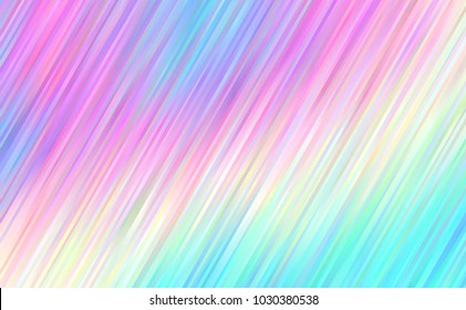 Holographic Gradient Stripes Vector Background. Pastel Rainbow Shiny Lines Texture. Psychedelic Color Neon Hatching Strokes Surface in Cyan, Blue, Pink, Violet, Magenta and Yellow.
