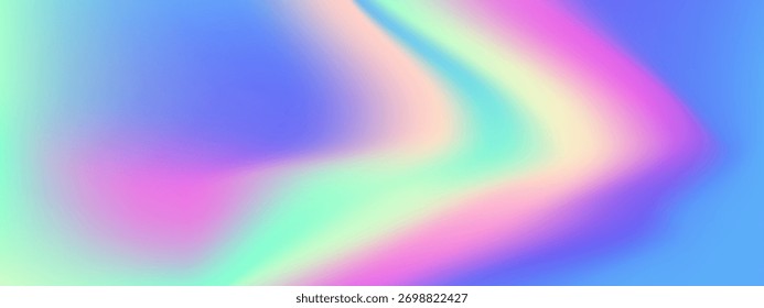 Muestra de gradiente holográfico con lámina iridiscente y ombre de metal arco iris. Texturas pastel perlescentes para diseños de fondo de ensueño Y2K. Brillos opalescentes o arte de póster de aurora.