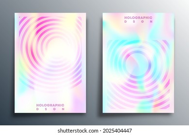 Holographic gradient texture design set for brochure, flyer cover, business card, abstract background, poster, or other printing products. Vector illustration.