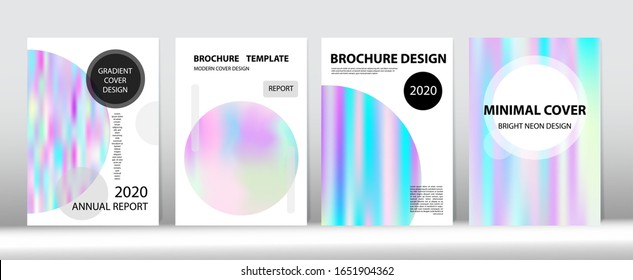 Fondo del vector de degradado holográfico. Juego de tapas mínimas del holograma. Diseño de diseño de diseño brillante de Holo líquido. Tapa Desenfocada Del Holograma De Superposición De Gradiente Irlandés. Plantilla de impresión de la revista Rainbow.