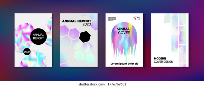 Holographic Gradient Vector Background. Liquid Holo Bright Trendy Layout. Rainbow Magazine Print Template. Hologram Business Soft Covers Set. Iridescent Gradient Overlay Holograph Defocused Cover. 