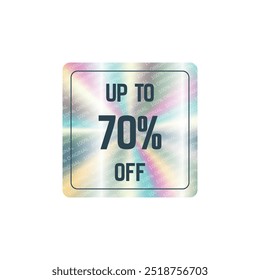 Holographic gradient vector sticker, label sale hologram emblem label for shop online sale premium quality. Discount off. Web design, e-commercial, great for any products.