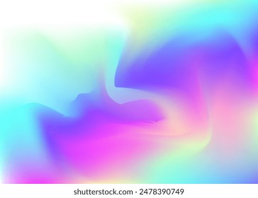 Holographic Gradient. Violet Pop Texture. Shiny Geometric Illustration. Graphic Paper. Abstract Background. Soft Concept. Pastel Flyer. Iridescent Background. Blue Holographic Gradient