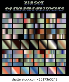Holographic gradients of chrome metallic colors for design and vector illustrations.
