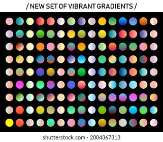Holographic gradients set, globe keys set. Vector set of multicolored fluid gradients, colorful round buttons or vibrant color spheres, colorful smooth round buttons - Vector.