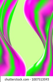 Holographic. Green and Pink Mesh Waves in Holographic Style. Illustration. Futuristic Holography. Holographic Liquid for Banner, Brochure Design, Web, Cover. Futuristic Abstraction. Colorful Gel.