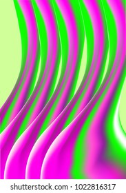 Holographic. Green and Pink Mesh Waves in Holographic Style. Illustration. Futuristic Holography. Holographic Liquid for Banner, Brochure Design, Web, Cover. Futuristic Abstraction. Colorful Gel.